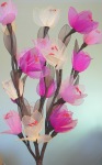Pink and White Lillies on stems - fairy lights
